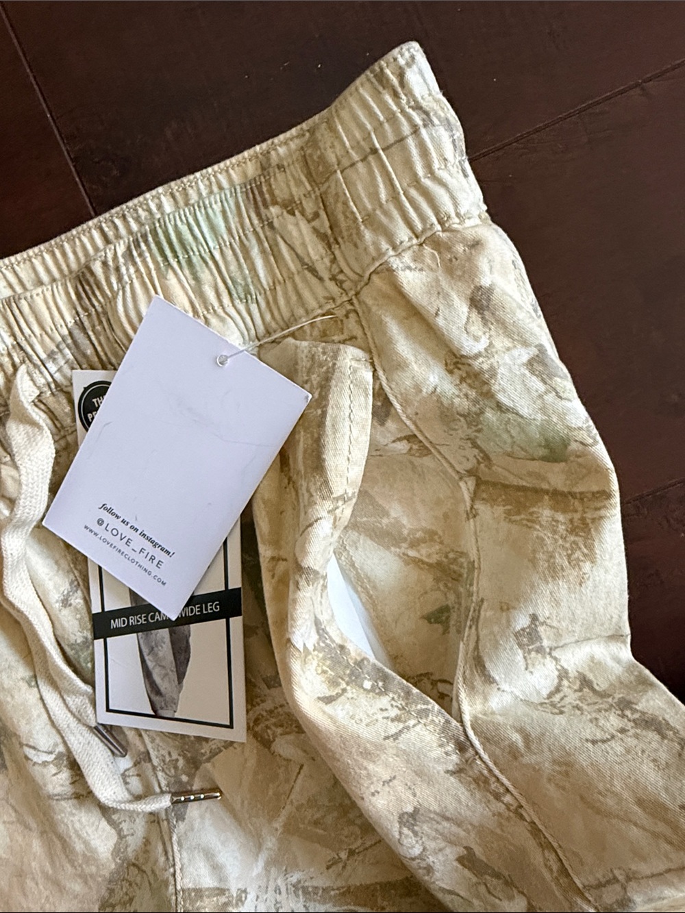love, Fire Beige Camouflage Joggers with Subtle Green Print - Picture 6 of 11